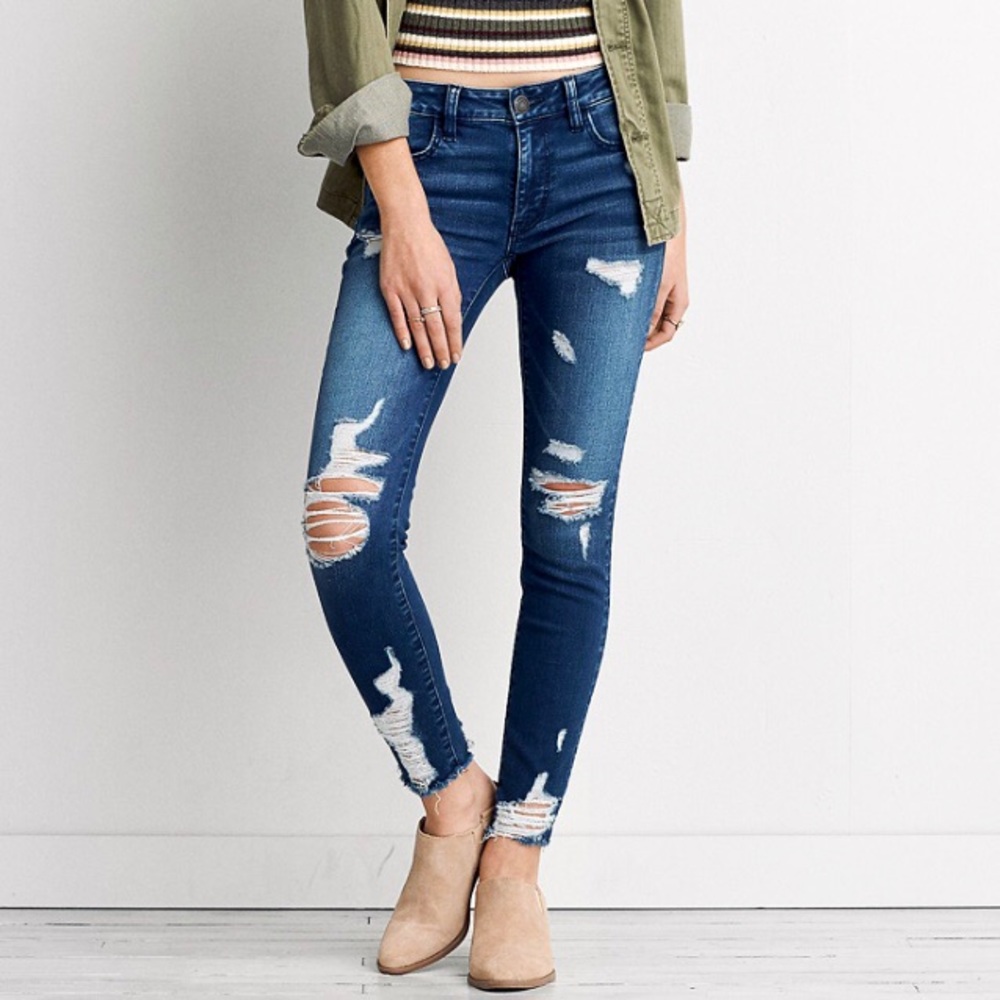 Distressed American Eagle Jeggings - 0 X-Long
